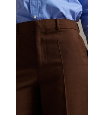 Polo Ralph Lauren Pantalon en sergé de coton et laine marron