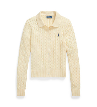 Polo Ralph Lauren Beżowy kardigan bawełniany w warkoczowy splot