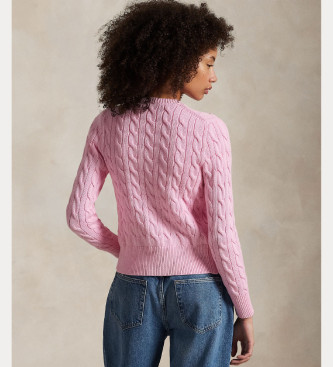 Polo Ralph Lauren Roze katoenen vest in achten gebreide stof