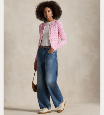 Polo Ralph Lauren Roze katoenen vest in achten gebreide stof