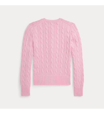 Polo Ralph Lauren Roze katoenen vest in achten gebreide stof