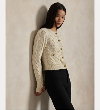 Polo Ralph Lauren Pleciony kardigan z wełny i kaszmiru w kolorze beżowym