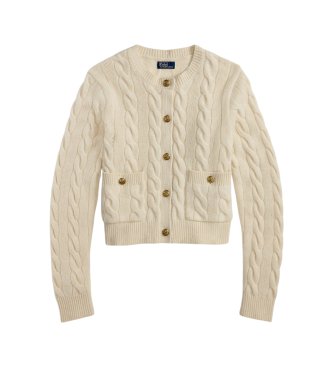 Polo Ralph Lauren Flettet cardigan i uld og beige kashmir