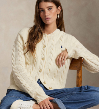 Polo Ralph Lauren Cardigan in lana e cashmere beige
