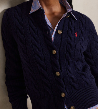 Polo Ralph Lauren Cardigan in lana e cashmere blu navy