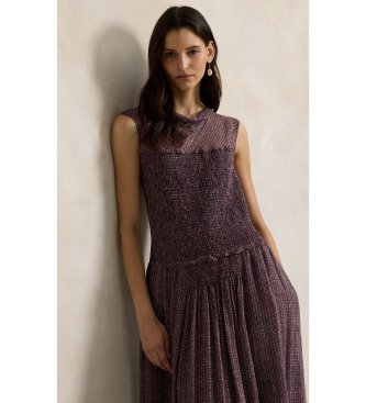 Polo Ralph Lauren Vestido lilás com estampado em tecido enrugado