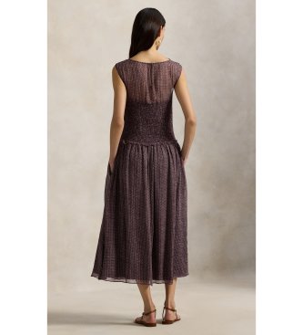 Polo Ralph Lauren Vestido lilás com estampado em tecido enrugado