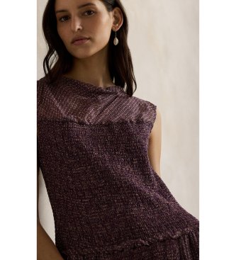 Polo Ralph Lauren Vestido lilás com estampado em tecido enrugado