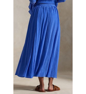Polo Ralph Lauren Skrynklig blå utsvängd crossoverkjol