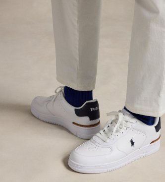 Polo Ralph Lauren Weiße Logo-Lederturnschuhe