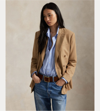 Polo Ralph Lauren Bruine wollen blazer met dubbele borst