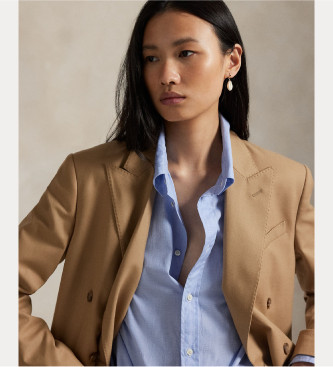 Polo Ralph Lauren Bruine wollen blazer met dubbele borst