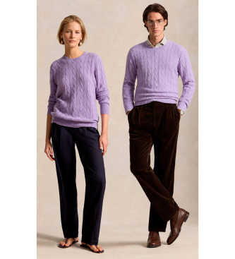 Polo Ralph Lauren Le pull en cachemire à torsades lilas