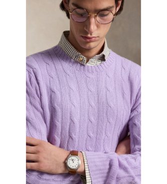 Polo Ralph Lauren Le pull en cachemire à torsades lilas