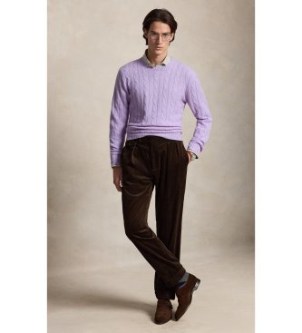 Polo Ralph Lauren Le pull en cachemire à torsades lilas