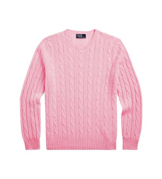 Polo Ralph Lauren Le pull en cachemire à torsades rose