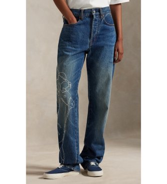 Polo Ralph Lauren Blå broderad Relaxed Straight Fit Jeans
