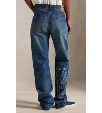 Polo Ralph Lauren Blå broderad Relaxed Straight Fit Jeans