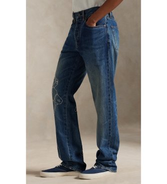 Polo Ralph Lauren Blå broderad Relaxed Straight Fit Jeans