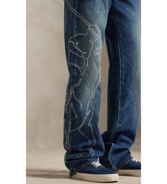 Polo Ralph Lauren Blå broderad Relaxed Straight Fit Jeans