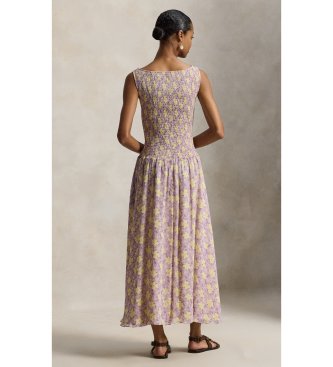 Polo Ralph Lauren Fliederfarbenes Kleid mit Rüschen und Blumen