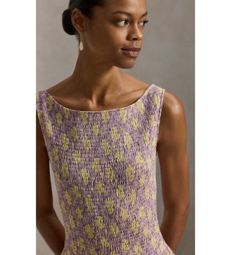 Polo Ralph Lauren Fliederfarbenes Kleid mit Rüschen und Blumen
