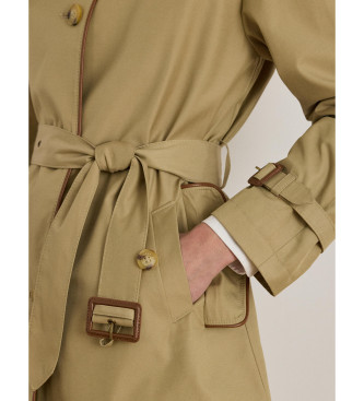 Lauren Ralph Lauren Gabardina con ribete de piel sinttica beige