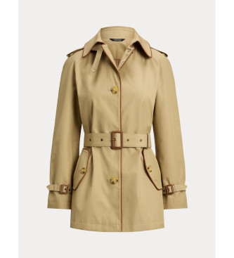 Lauren Ralph Lauren Gabardina con ribete de piel sinttica beige