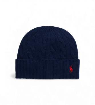 Polo Ralph Lauren Bonnet en laine mrinos en tricot marine cru