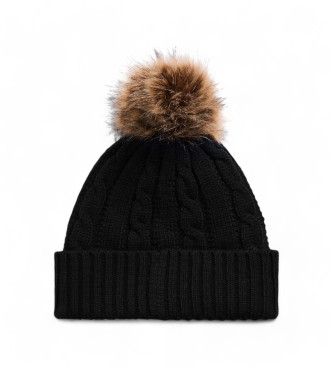 Polo Ralph Lauren Gorro de malha com pompom preto em malha oitos