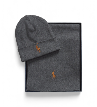 Polo Ralph Lauren Mssa och halsduk i gr ribbad bomull