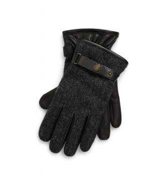 Polo Ralph Lauren Guantes de piel y lana con cachemira negro