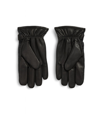 Polo Ralph Lauren Guantes de piel y lana con cachemira negro