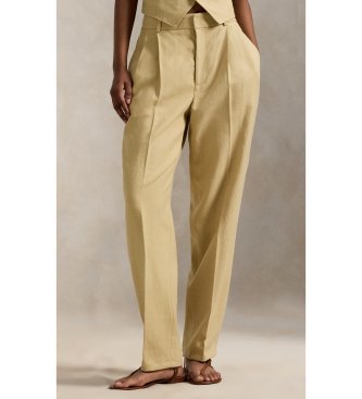 Polo Ralph Lauren Pantalon en chanvre avec pinces et pinces beiges