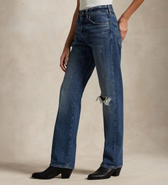 Polo Ralph Lauren Relaxed Straight Fit high rise jeans blå