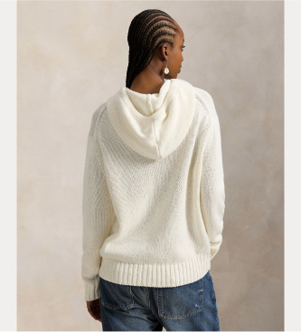 Polo Ralph Lauren Trui met capuchon en gebroken wit Bear Poloshirt