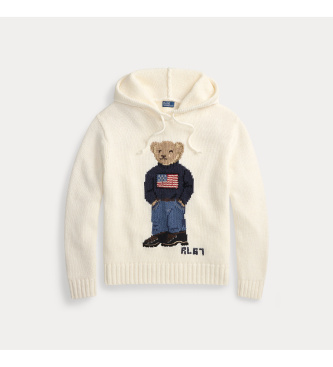 Polo Ralph Lauren Trui met capuchon en gebroken wit Bear Poloshirt
