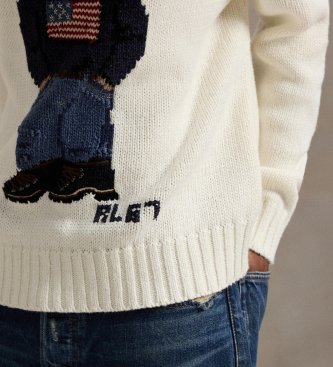 Polo Ralph Lauren Trui met capuchon en gebroken wit Bear Poloshirt