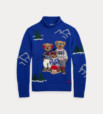 Polo Ralph Lauren Jersey con familia Polo Bear azul