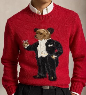 Polo Ralph Lauren Maglione con Martini Bear rosso