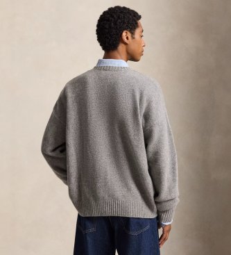 Polo Ralph Lauren Pull avec Polo Bear coupe ajustée gris