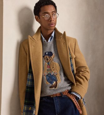 Polo Ralph Lauren Pull avec Polo Bear coupe ajustée gris