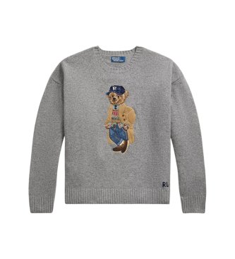 Polo Ralph Lauren Pull avec Polo Bear coupe ajustée gris