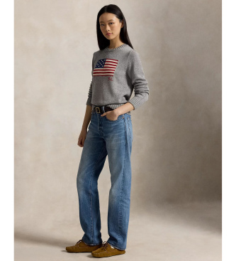 Polo Ralph Lauren Siv bombažni pulover z okroglim izrezom