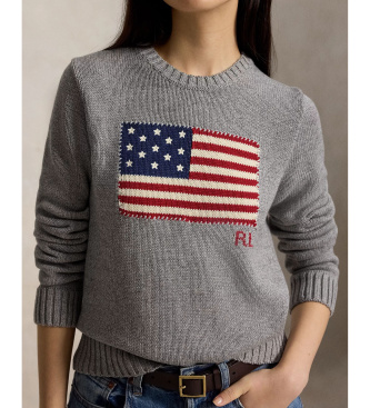 Polo Ralph Lauren Siv bombažni pulover z okroglim izrezom
