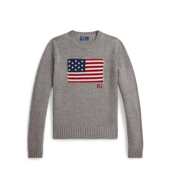 Polo Ralph Lauren Siv bombažni pulover z okroglim izrezom
