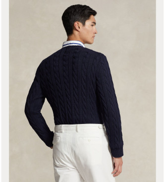 Polo Ralph Lauren Navy Cotton Braided Knitted Knitted Pullover