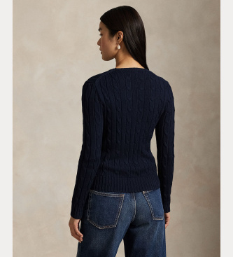 Polo Ralph Lauren Camisola de malha de algodão azul-marinho em malha crua