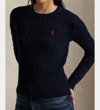Polo Ralph Lauren Camisola de malha de algodão azul-marinho em malha crua