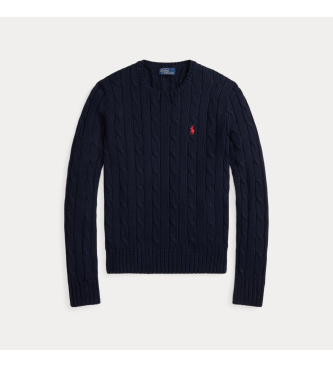 Polo Ralph Lauren Camisola de malha de algodão azul-marinho em malha crua